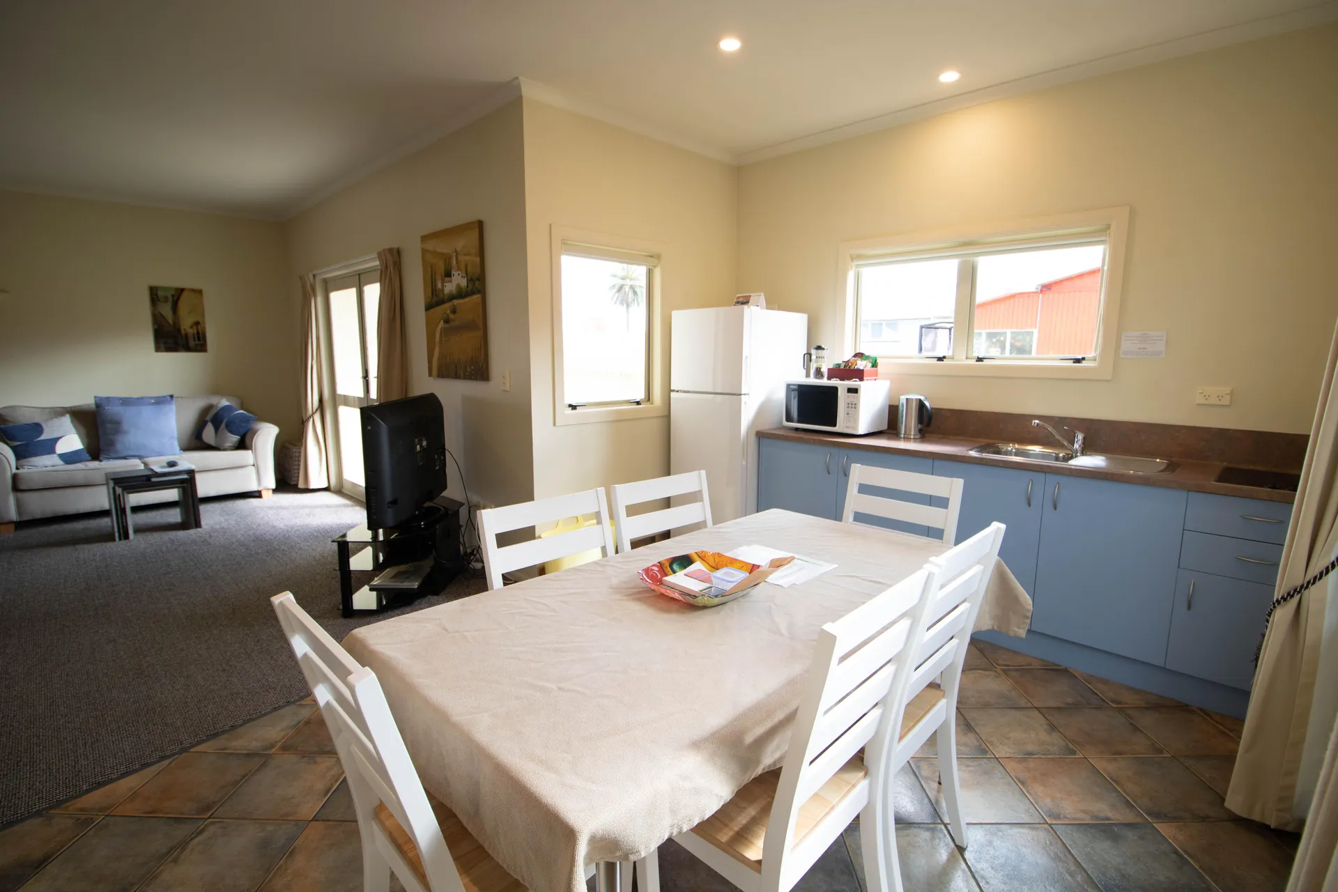 Two Bedroom Unit Open Plan Living Open plan kitchen, dining and lounge area in the two bedroom unit at Tuscany on Thames